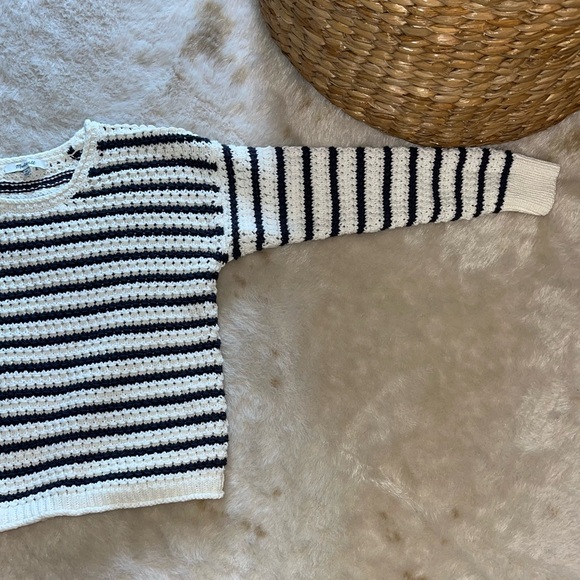 Madewell Striped Open-Stitch Austen Pullover Sweater White and Blue XS - Picture 10 of 15